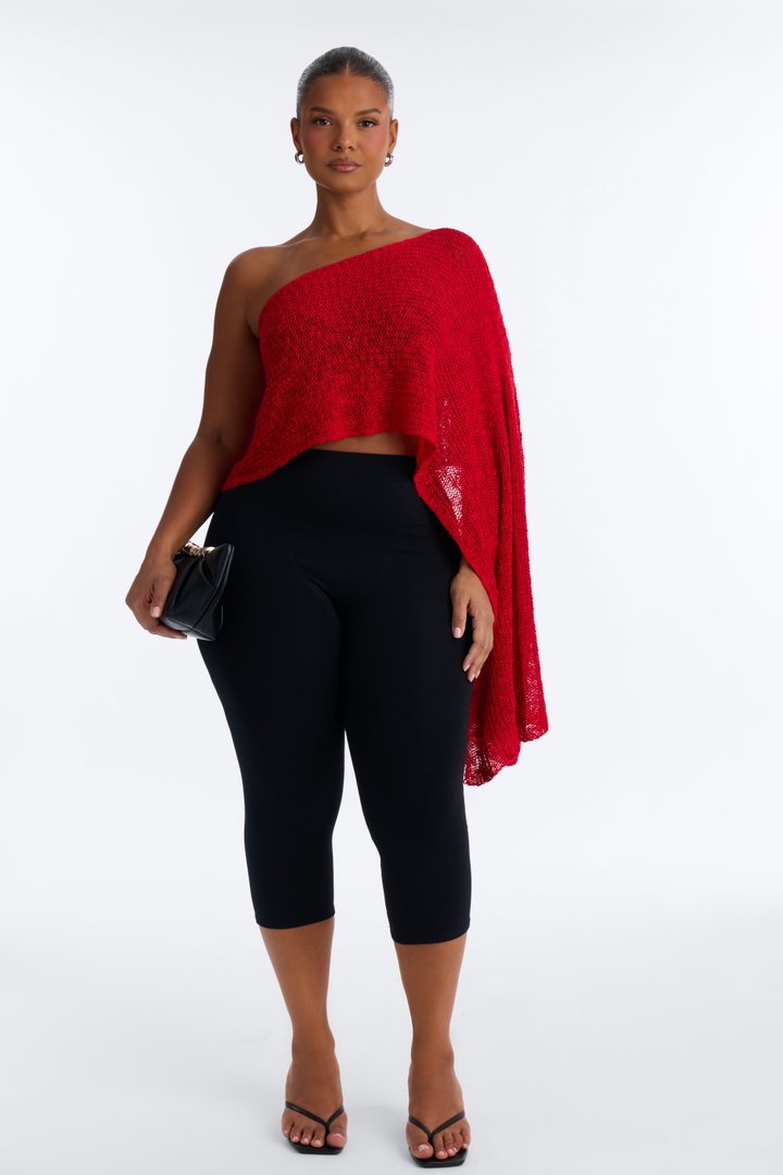 Mykonos NIghts Off Shoulder Sweater Top - Red