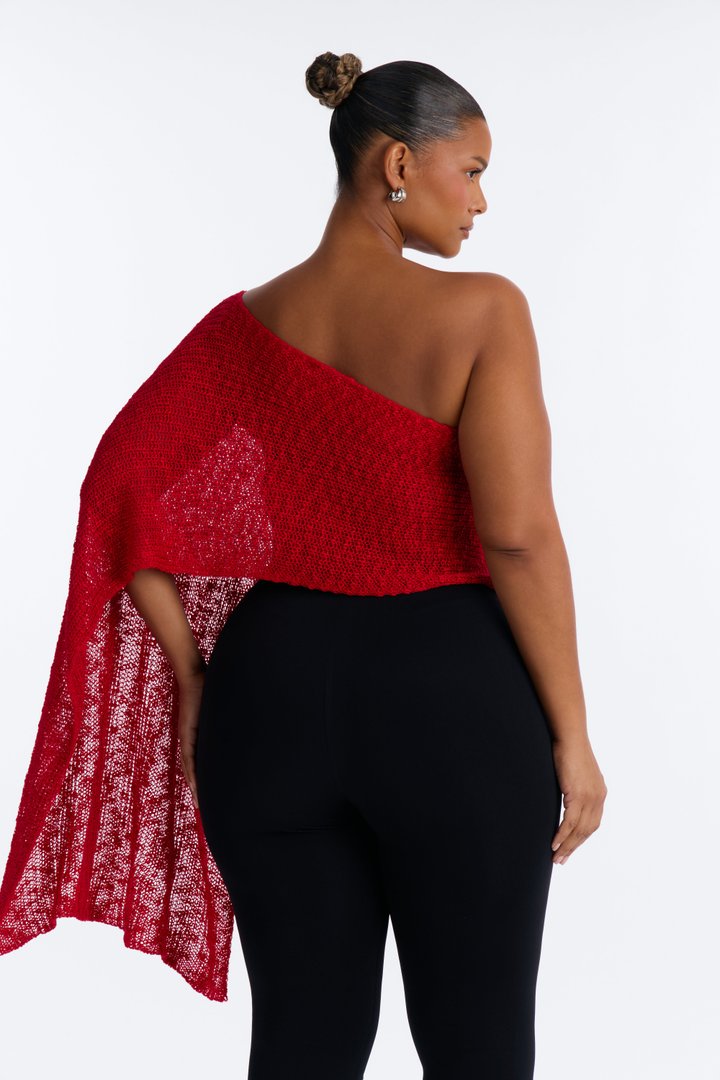 Mykonos NIghts Off Shoulder Sweater Top - Red