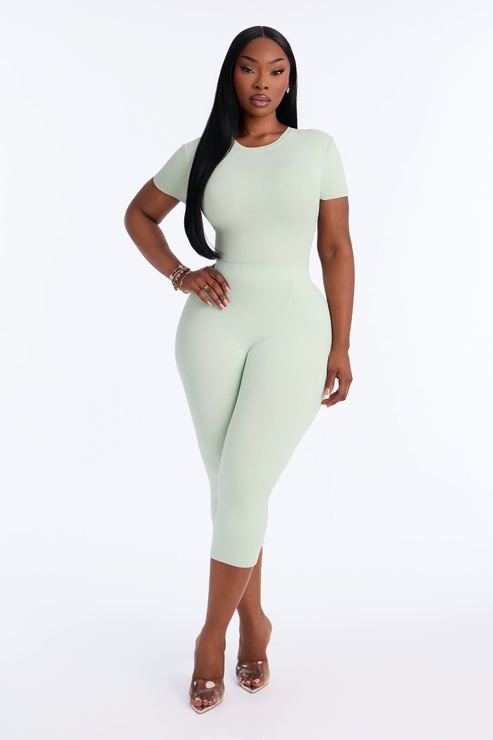 Second Skin Double Lined Crew Neck Short Sleeve Bodysuit - Mint