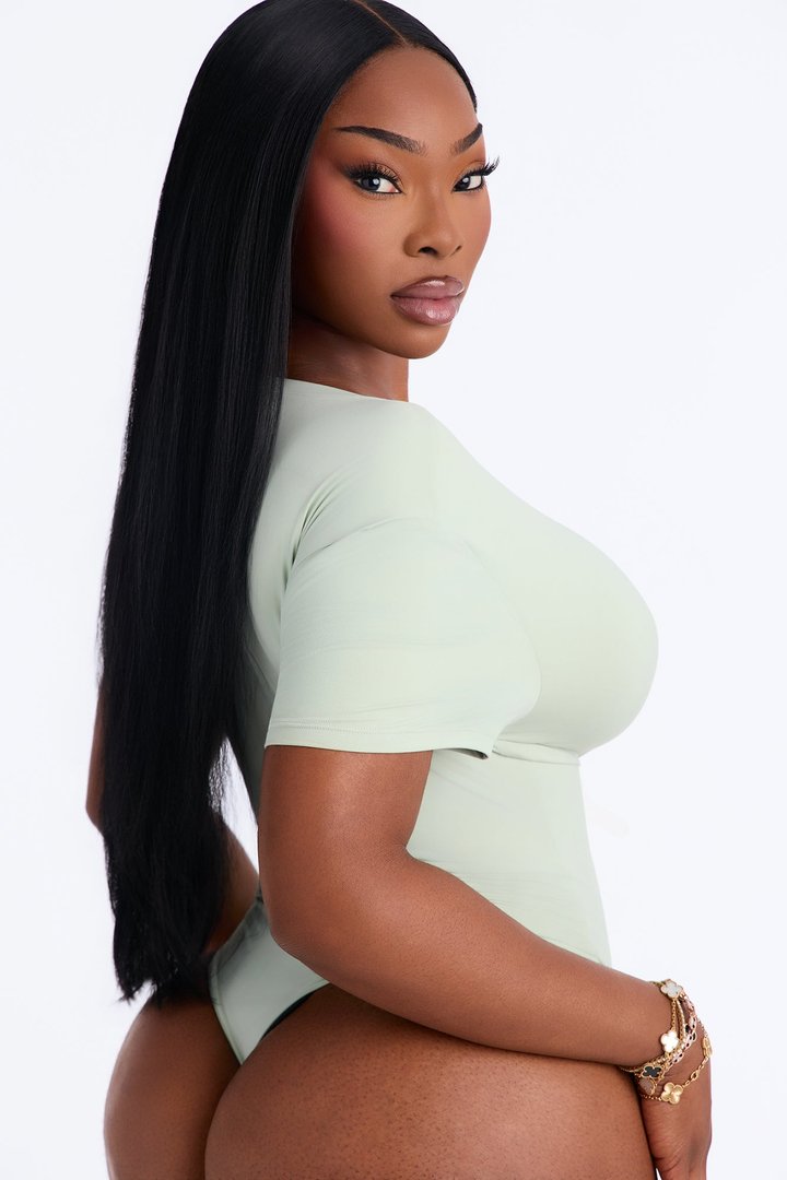 Second Skin Double Lined Crew Neck Short Sleeve Bodysuit - Mint