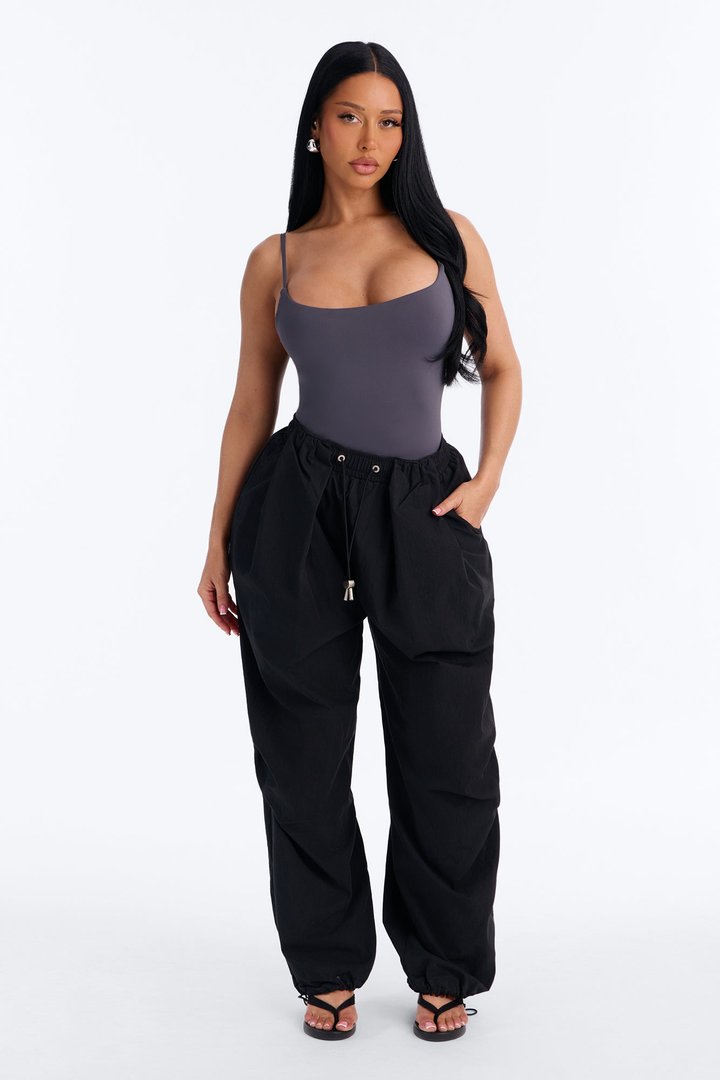 Second Skin Double Lined Square Neck Cami Bodysuit - Charcoal