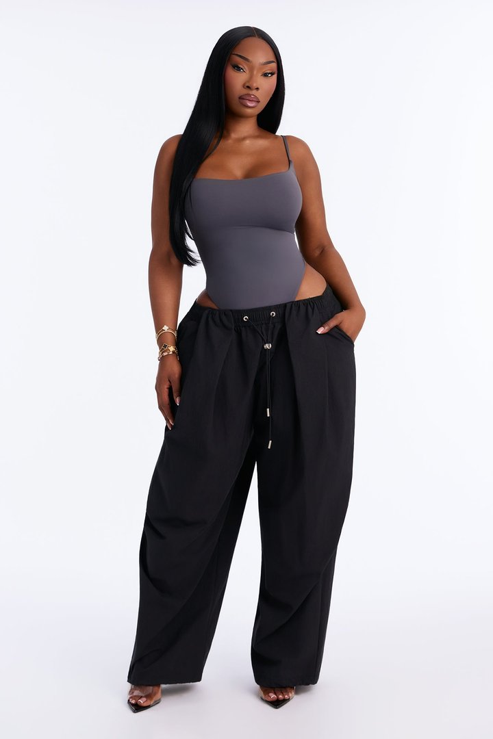 Second Skin Double Lined Square Neck Cami Bodysuit - Charcoal