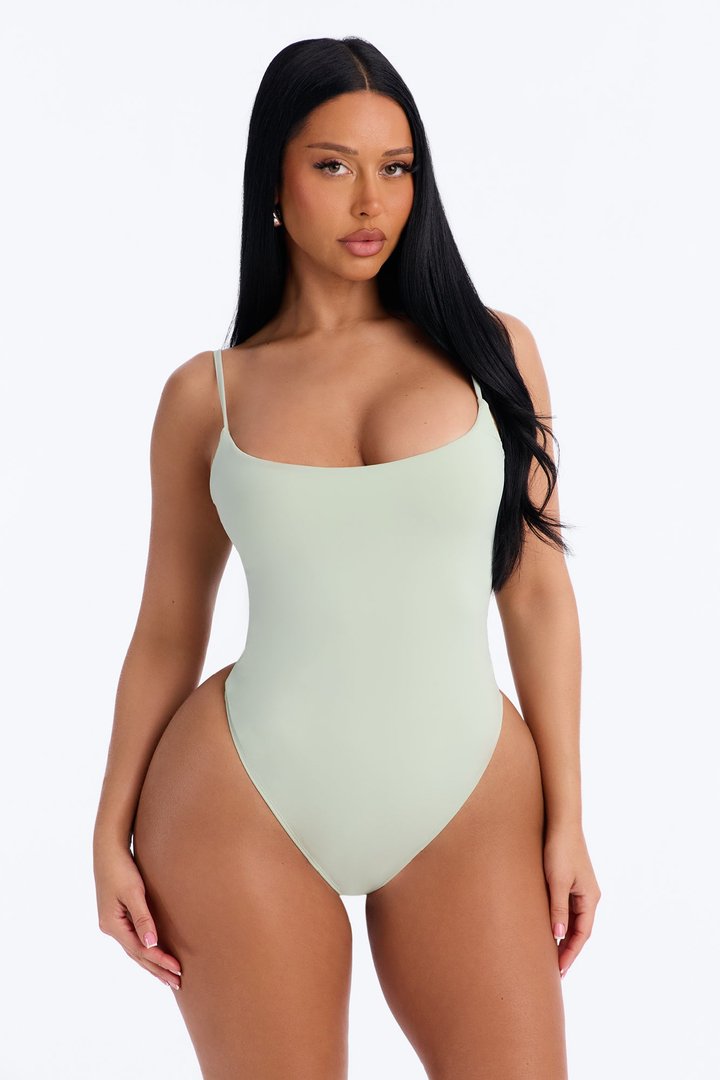 Second Skin Double Lined Square Neck Cami Bodysuit - Mint