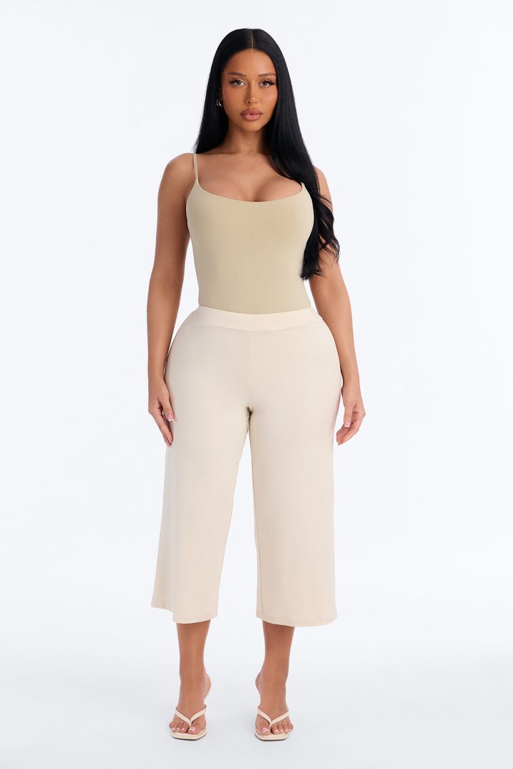 Second Skin Double Lined Square Neck Cami Bodysuit - Stone