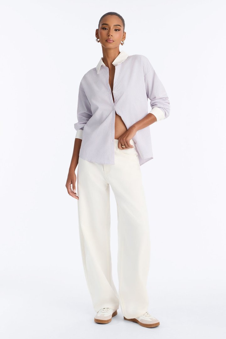 Jackie Striped Poplin Shirt - Pink/combo