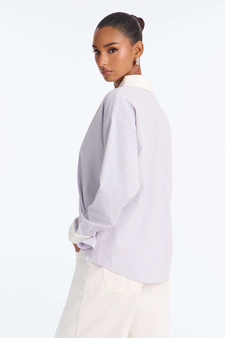 Jackie Striped Poplin Shirt - Pink/combo