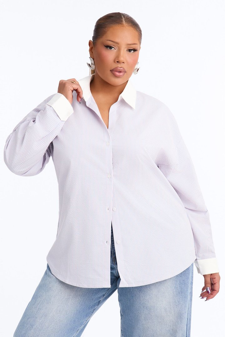 Jackie Striped Poplin Shirt - Pink/combo