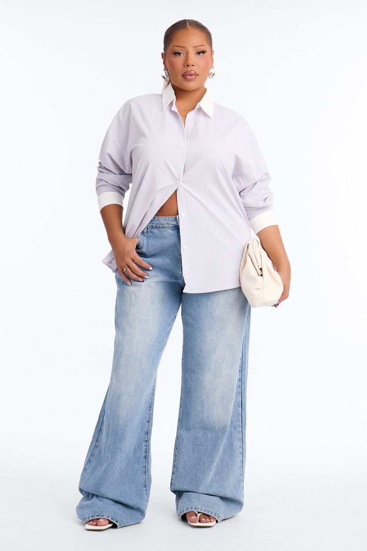 Jackie Striped Poplin Shirt - Pink/combo