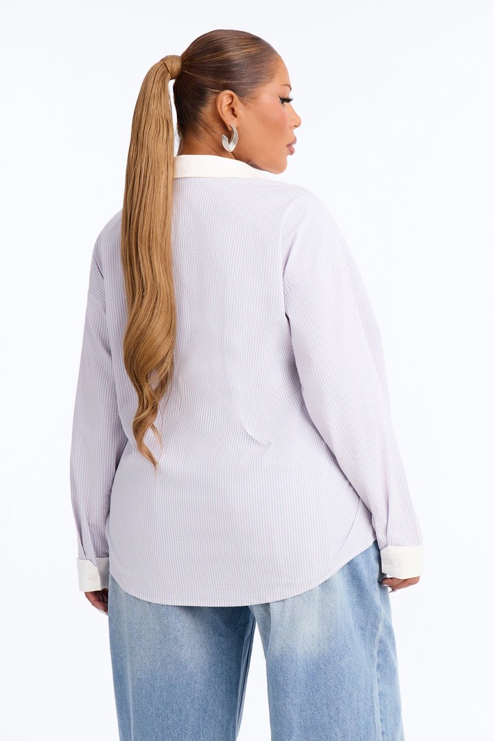 Jackie Striped Poplin Shirt - Pink/combo