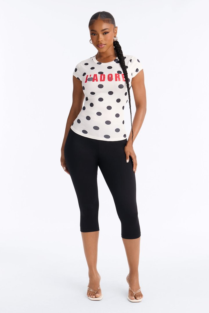 Jadore Moment Polka Dot Baby Tee - White