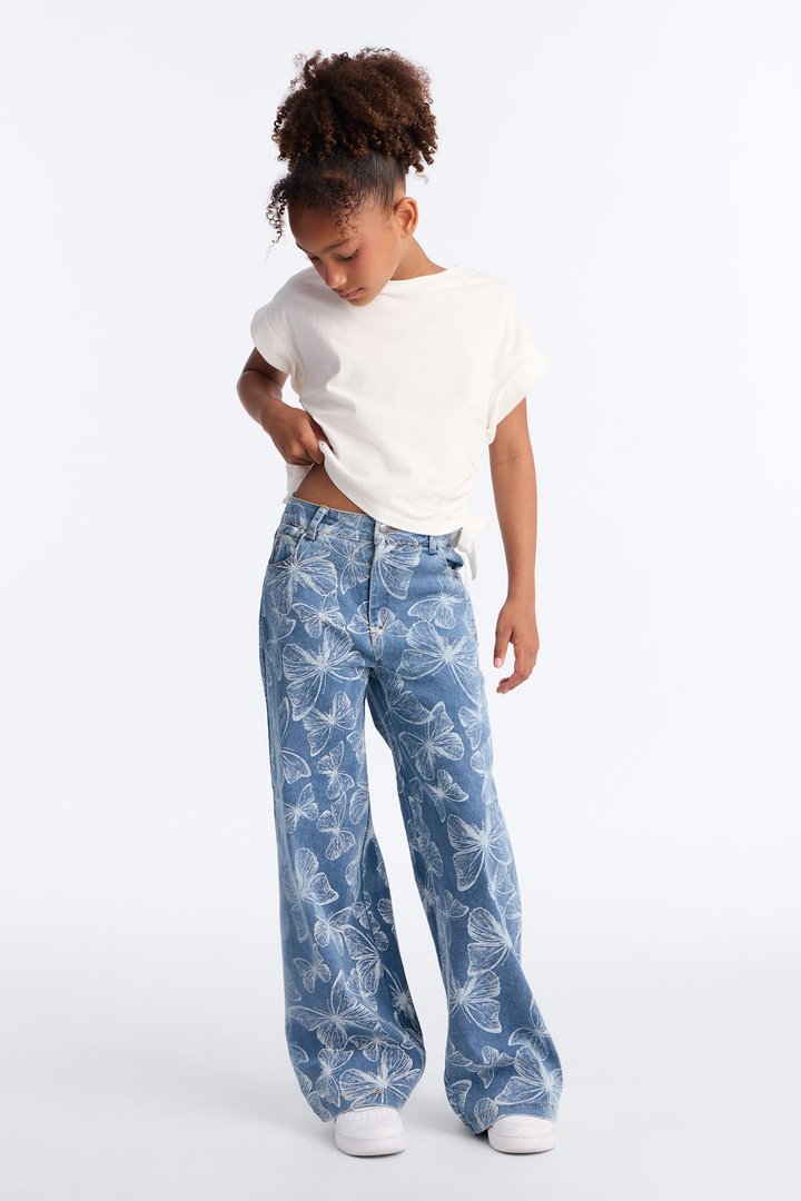 Mini Fly Away Printed Jeans - Dark Wash