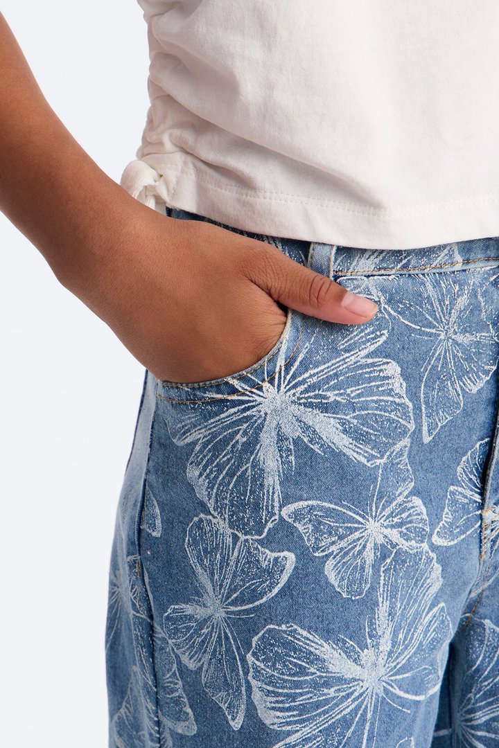 Mini Fly Away Printed Jeans - Dark Wash