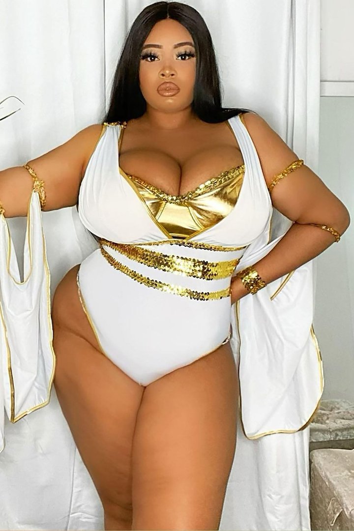 Glow Up Goddess 3 Piece Costume Set - White/Gold