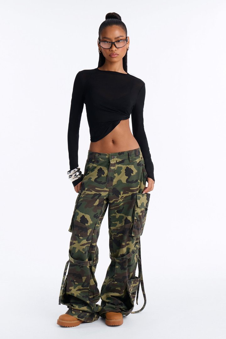 Sheer Touch Crew Neck Long Sleeve Top - Black