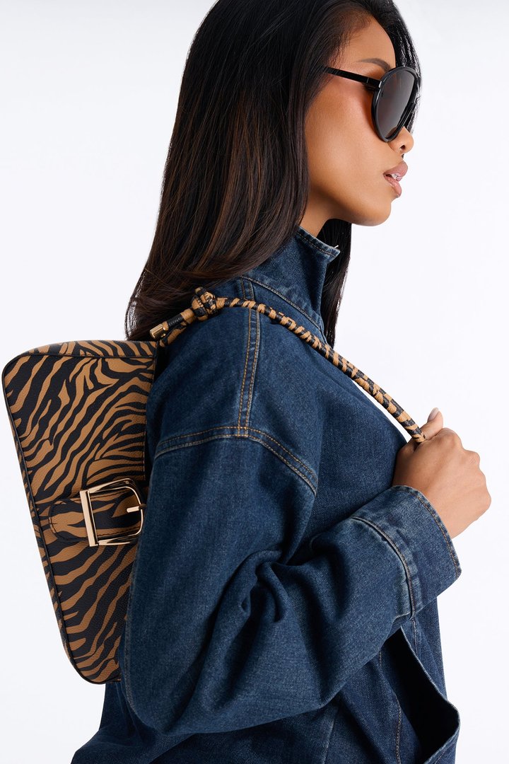 In The Wild Faux Leather Shoulder Handbag - Brown/combo
