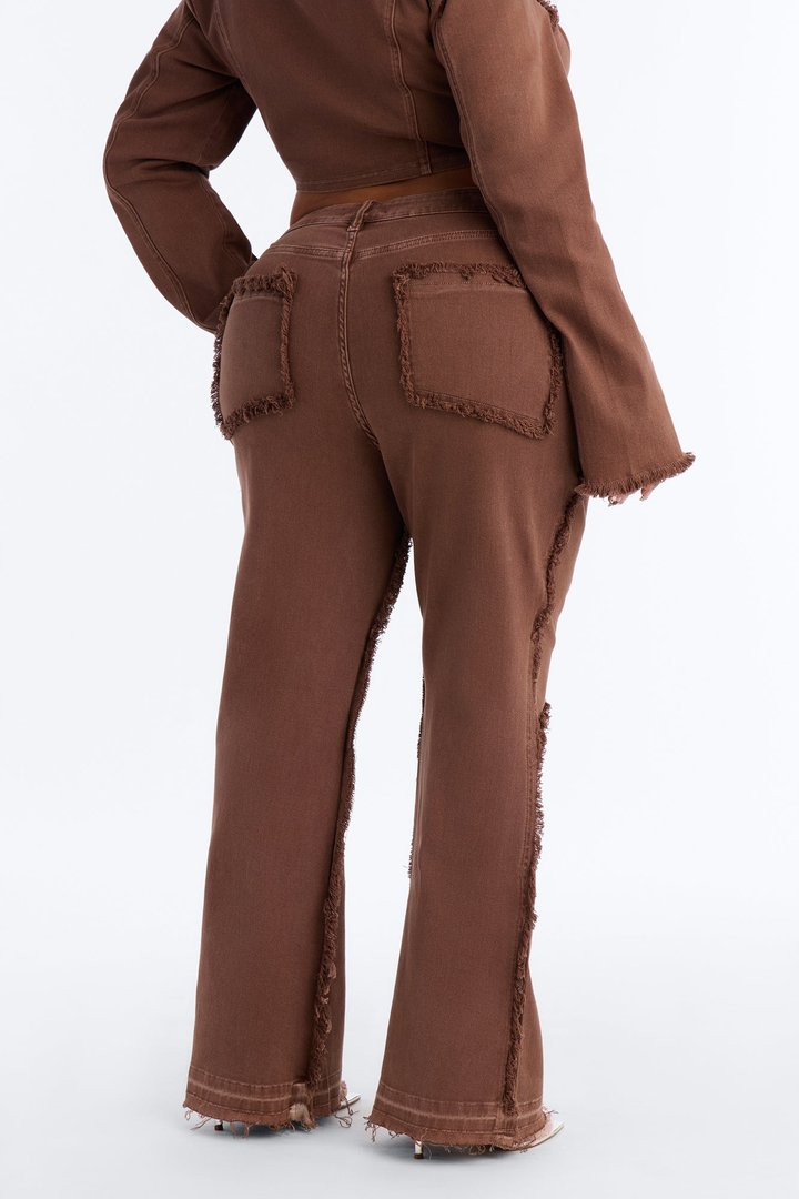 On Replay Frayed Straight Leg Jeans - Brown