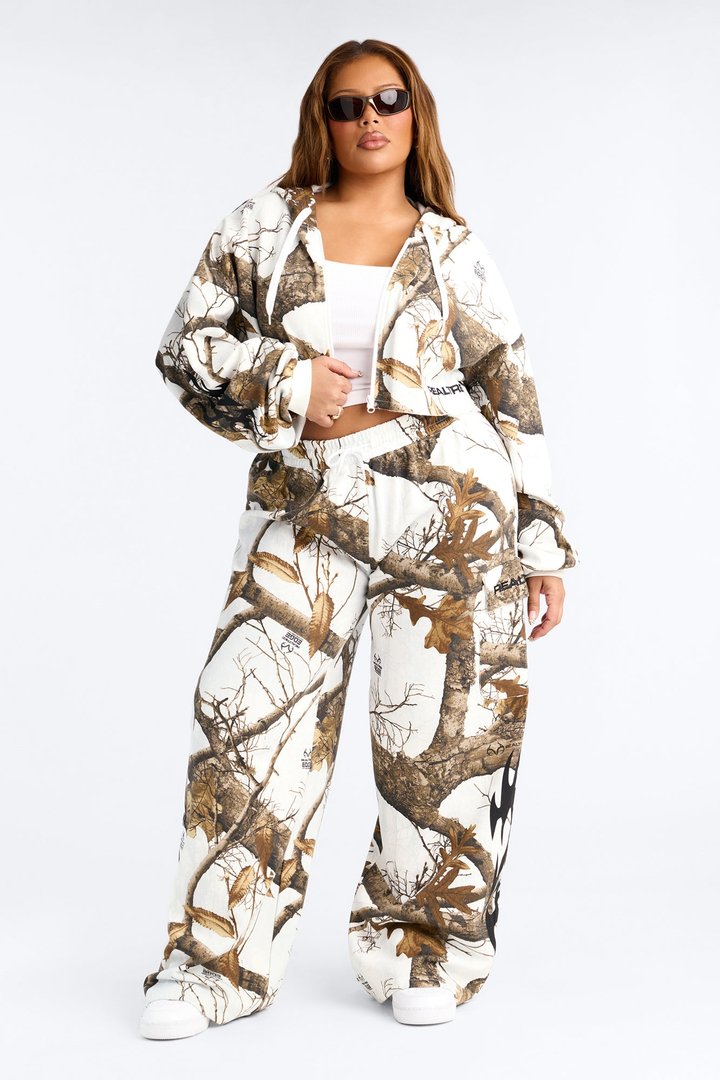 Realtree Zip Up Cropped Sweatshirt - White/combo