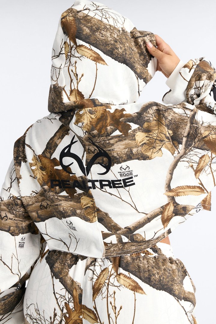 Realtree Zip Up Cropped Sweatshirt - White/combo