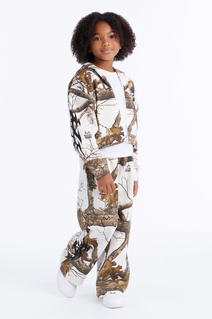 Mini Realtree Zip Up Cropped Sweatshirt - White/combo