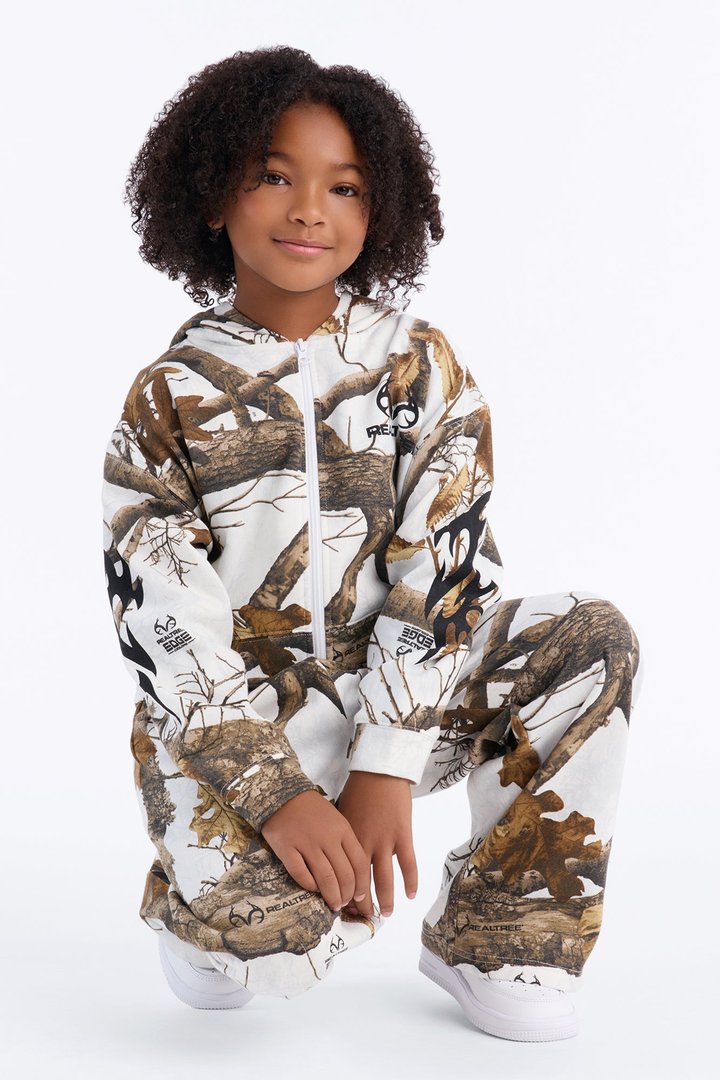 Mini Realtree Zip Up Cropped Sweatshirt - White/combo