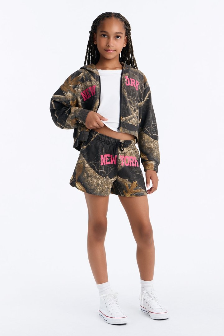 Mini Realtree New York Cropped Zip Up Sweatshirt - Black/combo