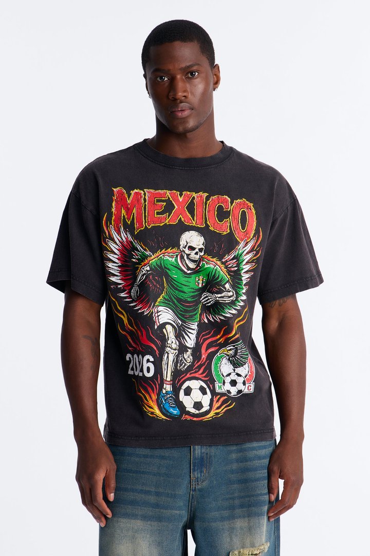 Player Of The Dead Mexico 2026 Vintage Oversized Heavyweight Tee - Black