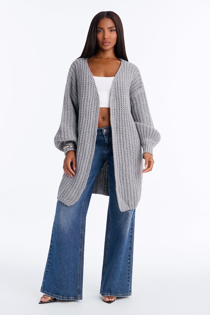 Real Love Open Front Cardigan - Heather Grey