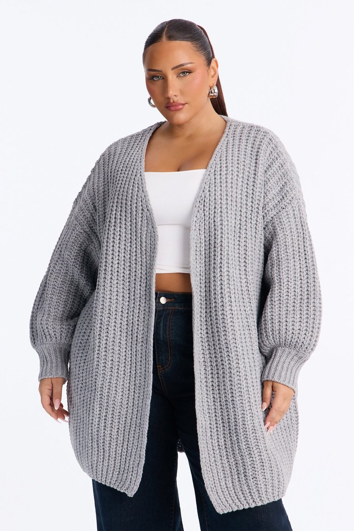 Real Love Open Front Cardigan - Heather Grey