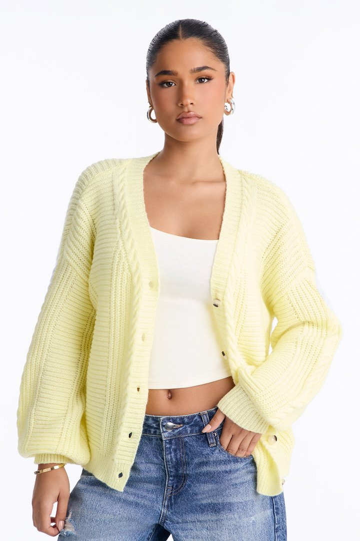 Couch Convo Cardigan - Butter Yellow
