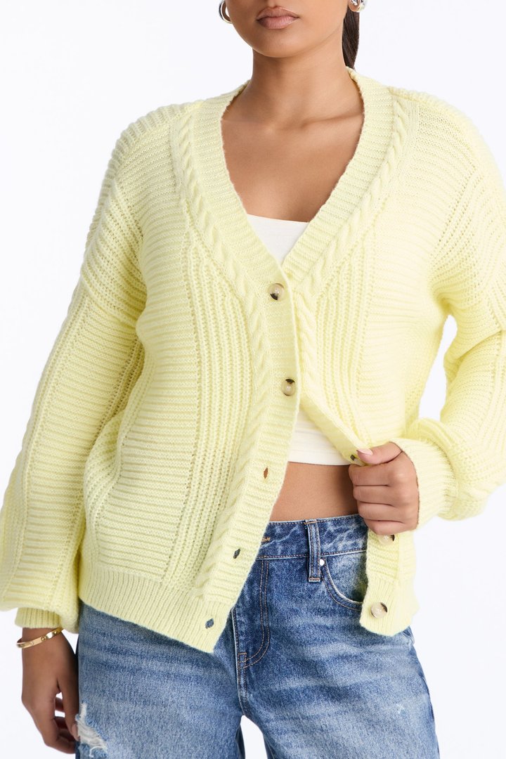 Couch Convo Cardigan - Butter Yellow