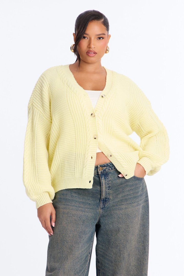 Couch Convo Cardigan - Butter Yellow