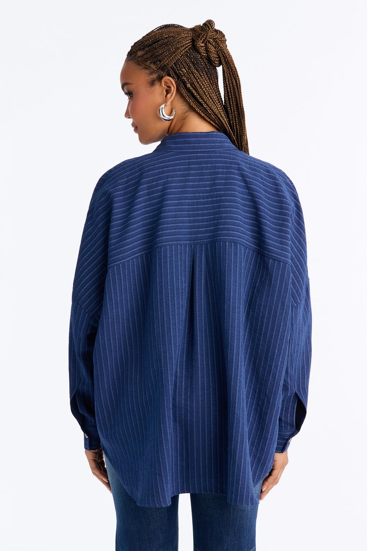 Make My Move Pinstripe Shirt - Navy