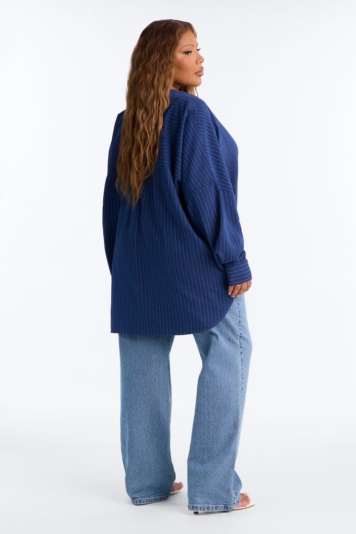 Make My Move Pinstripe Shirt - Navy