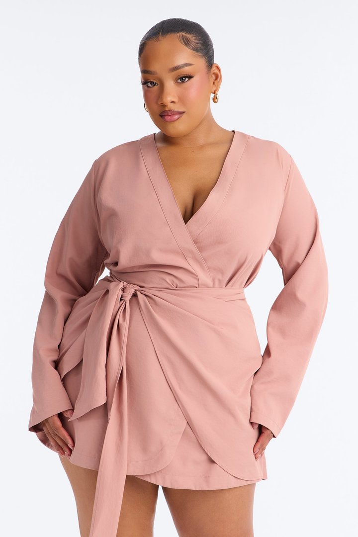 Talia Tie Front Mini Dress - Mauve