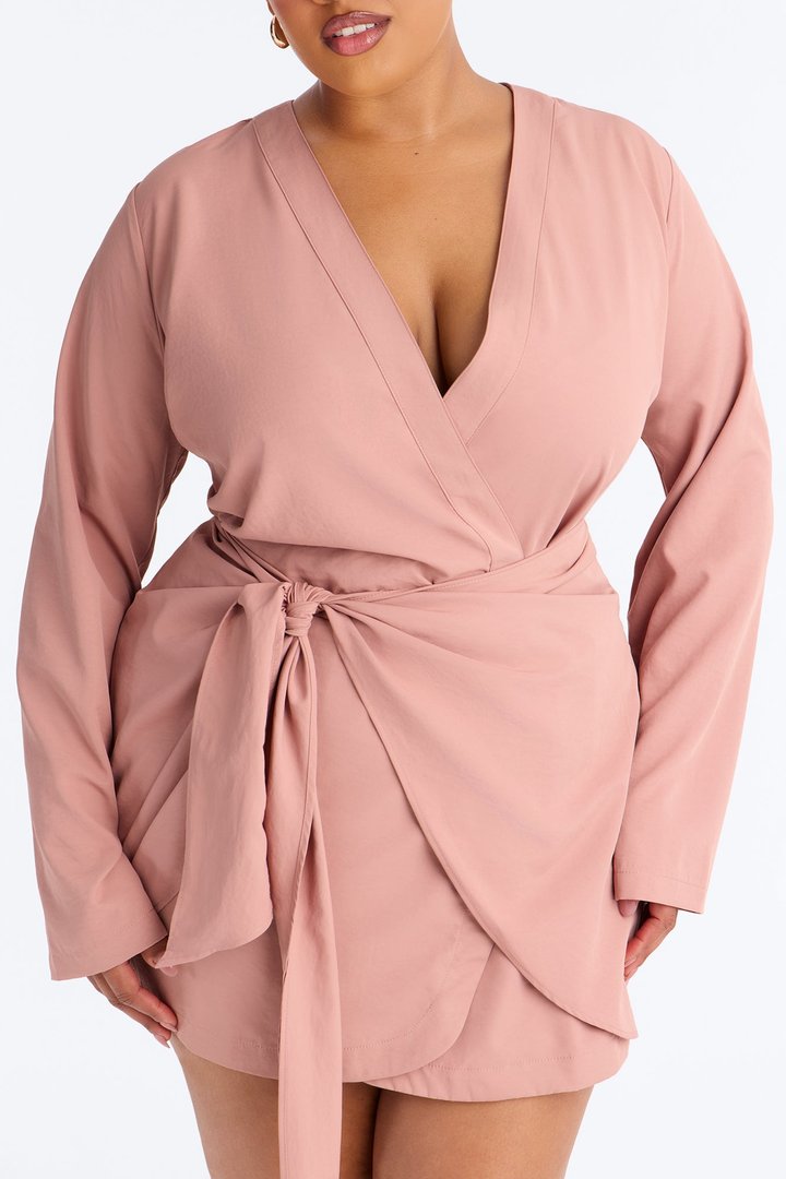 Talia Tie Front Mini Dress - Mauve