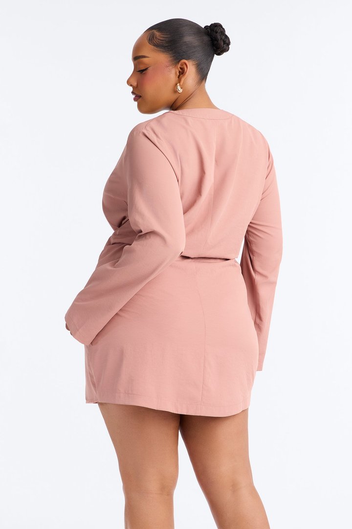 Talia Tie Front Mini Dress - Mauve