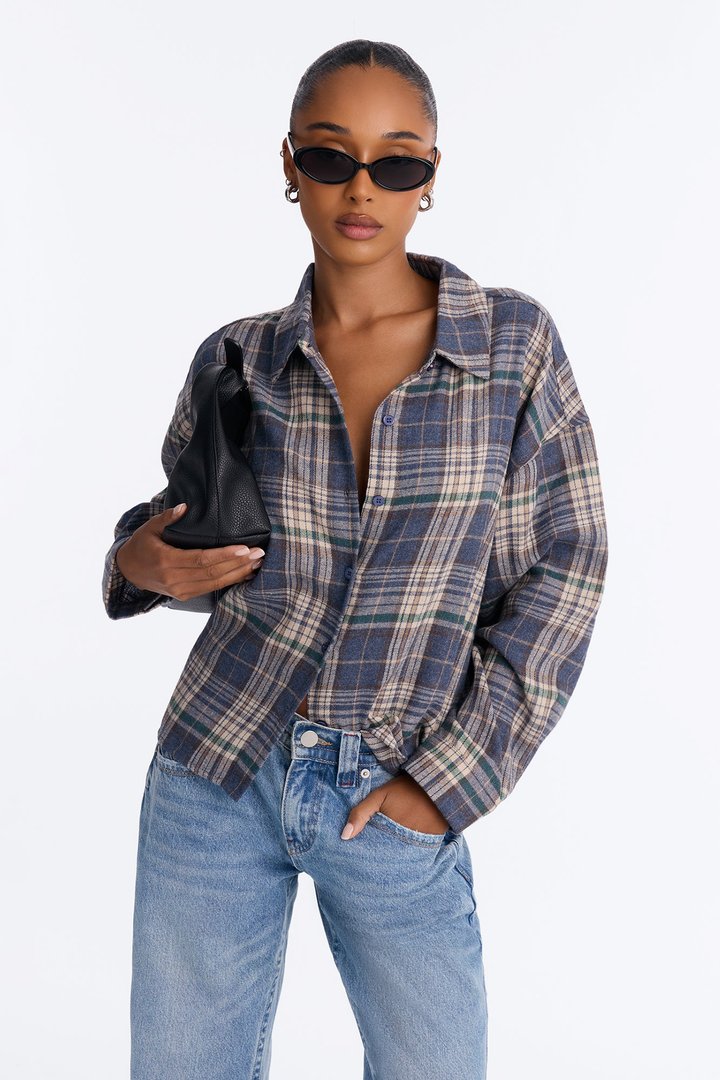 Plaid On Repeat Flannel Shirt - Blue/combo