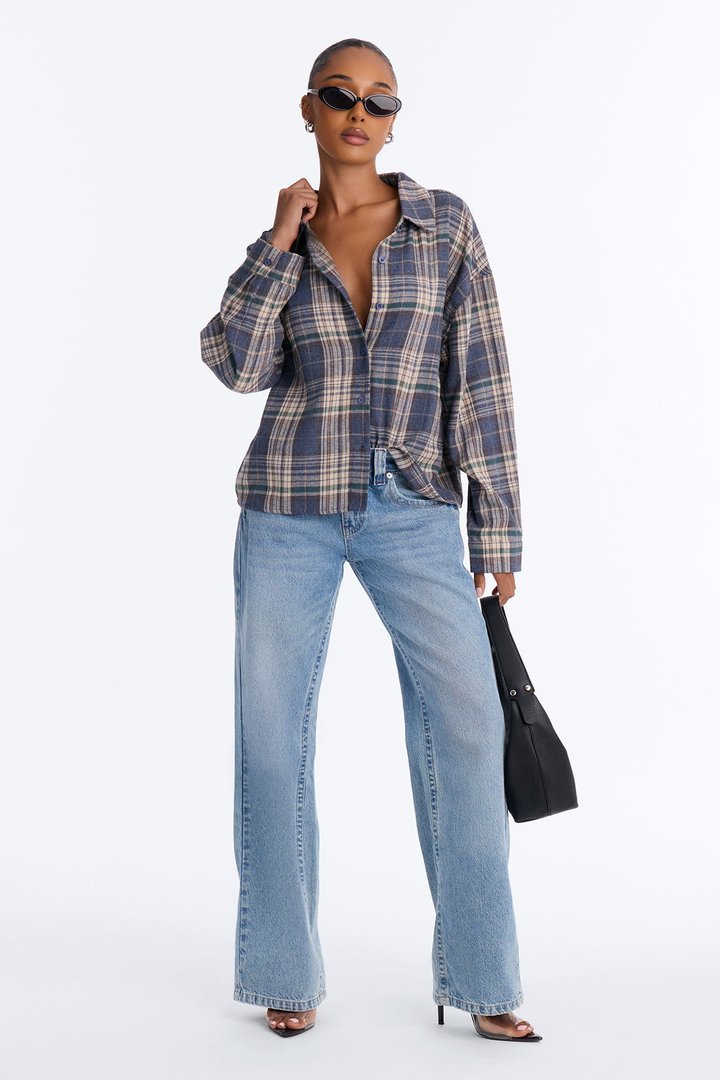 Plaid On Repeat Flannel Shirt - Blue/combo
