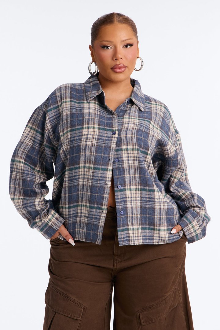 Plaid On Repeat Flannel Shirt - Blue/combo