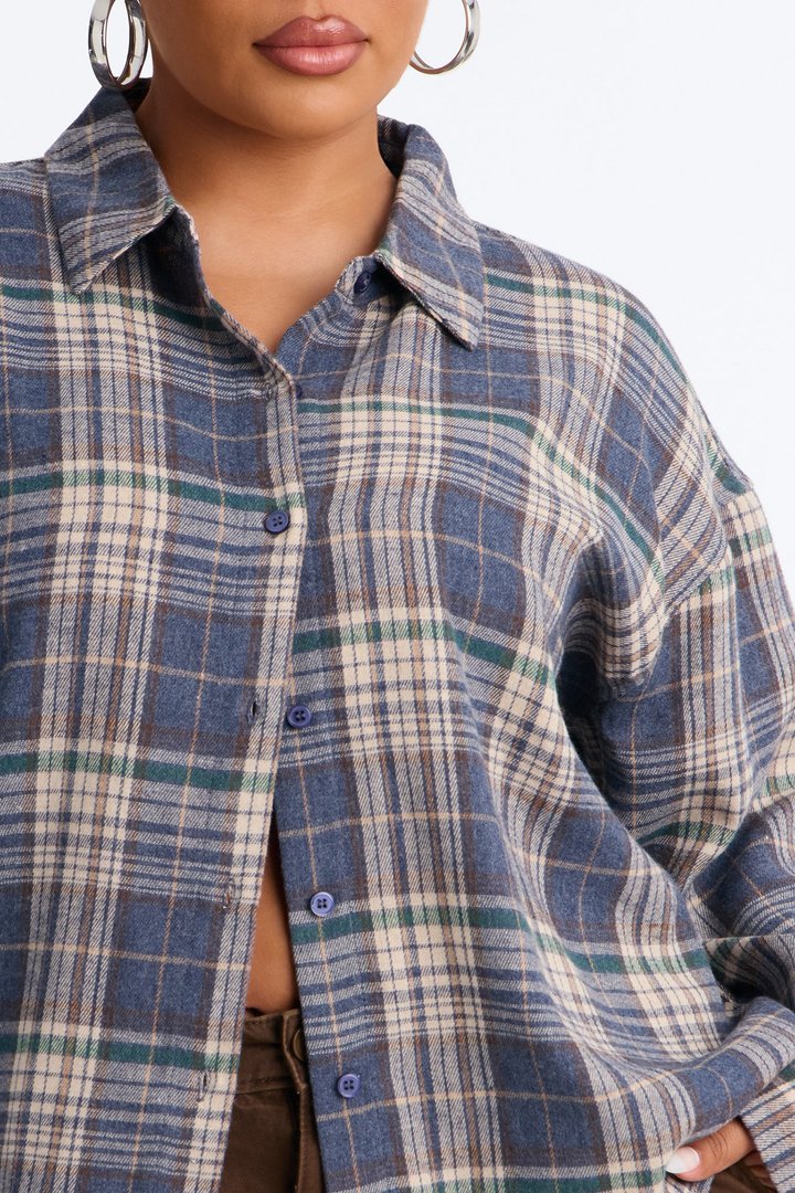 Plaid On Repeat Flannel Shirt - Blue/combo