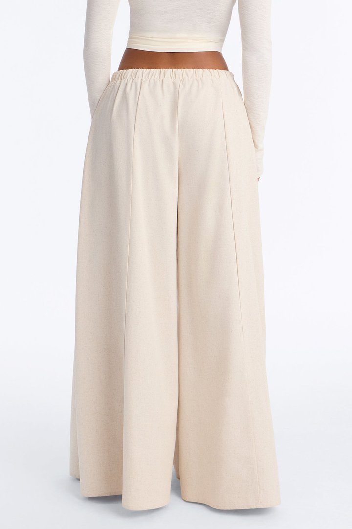 Off Shore Wide Leg Linen Drawstring Pant - Natural