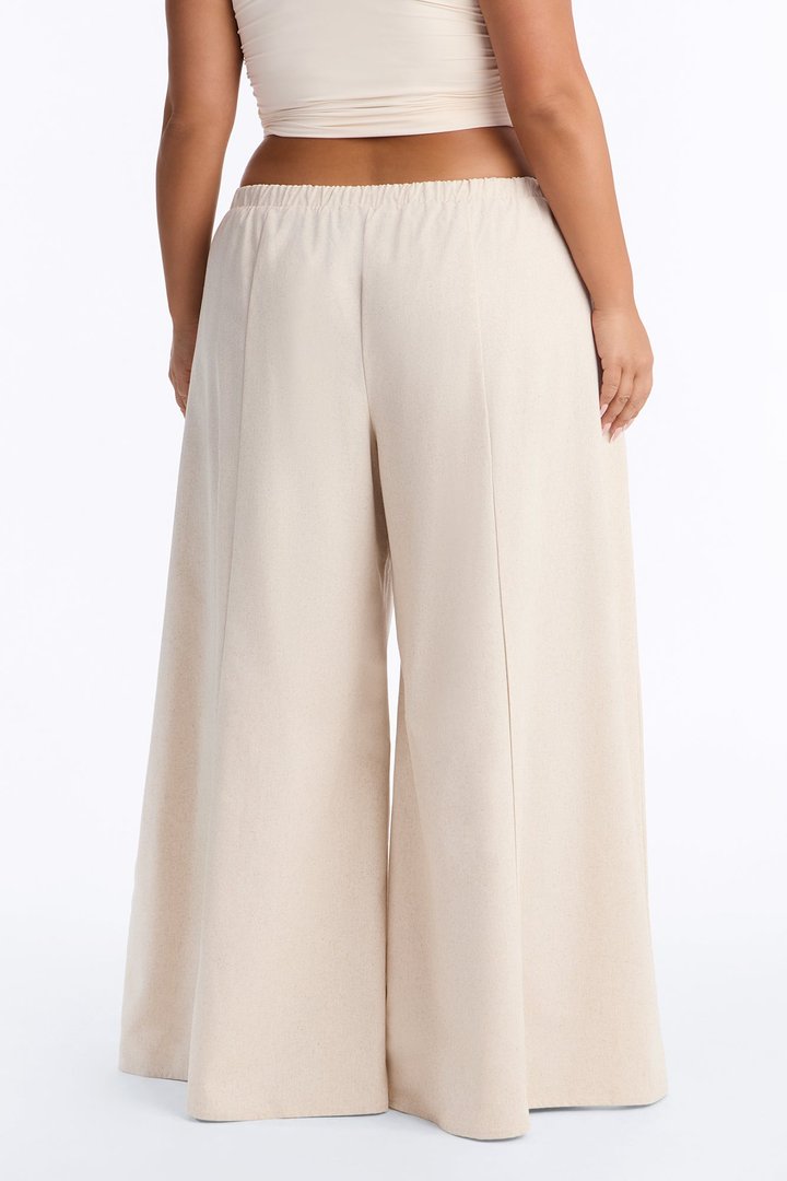 Off Shore Wide Leg Linen Drawstring Pant - Natural
