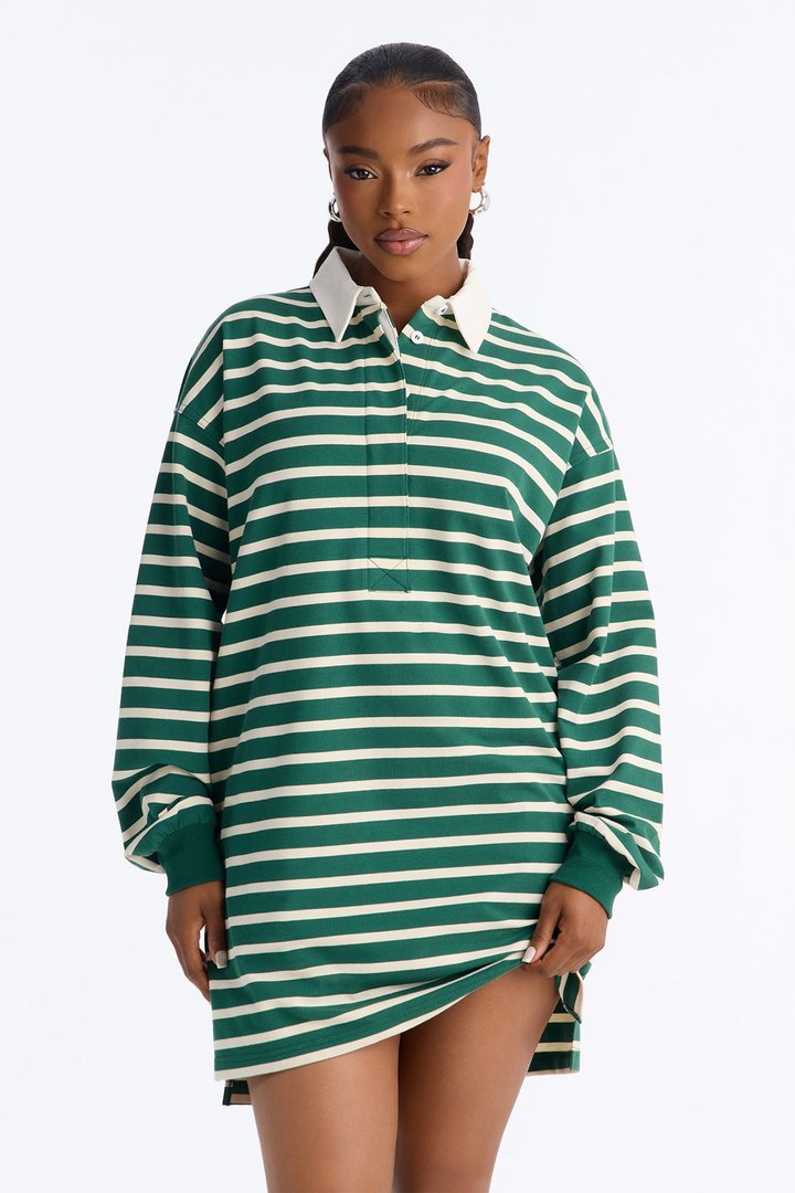 Just A Casual Slay Striped Mini Dress - Green/combo