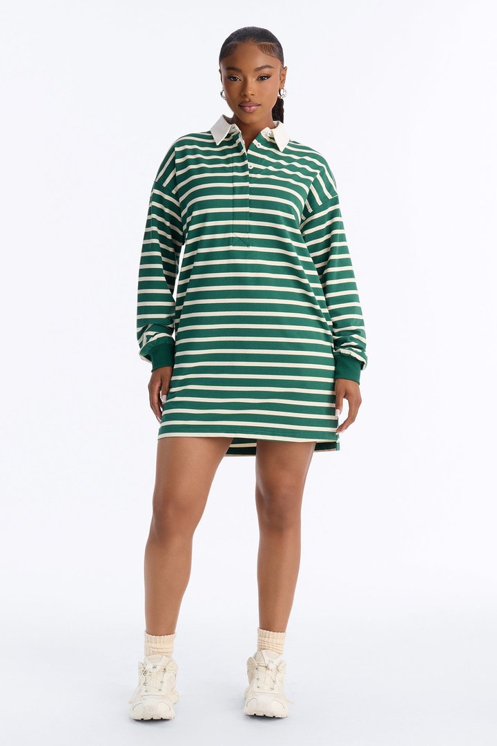 Just A Casual Slay Striped Mini Dress - Green/combo