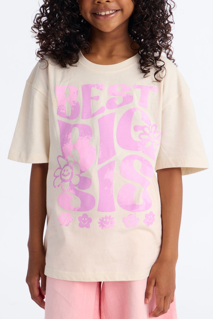 Mini The Best Big Sis Short Sleeve Tee - Natural