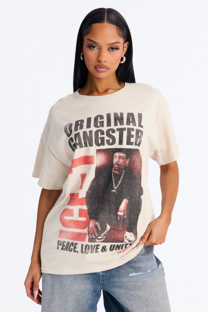 Ice T Original Gangster Washed Oversized Tee - Sand