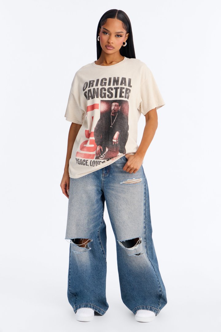 Ice T Original Gangster Washed Oversized Tee - Sand