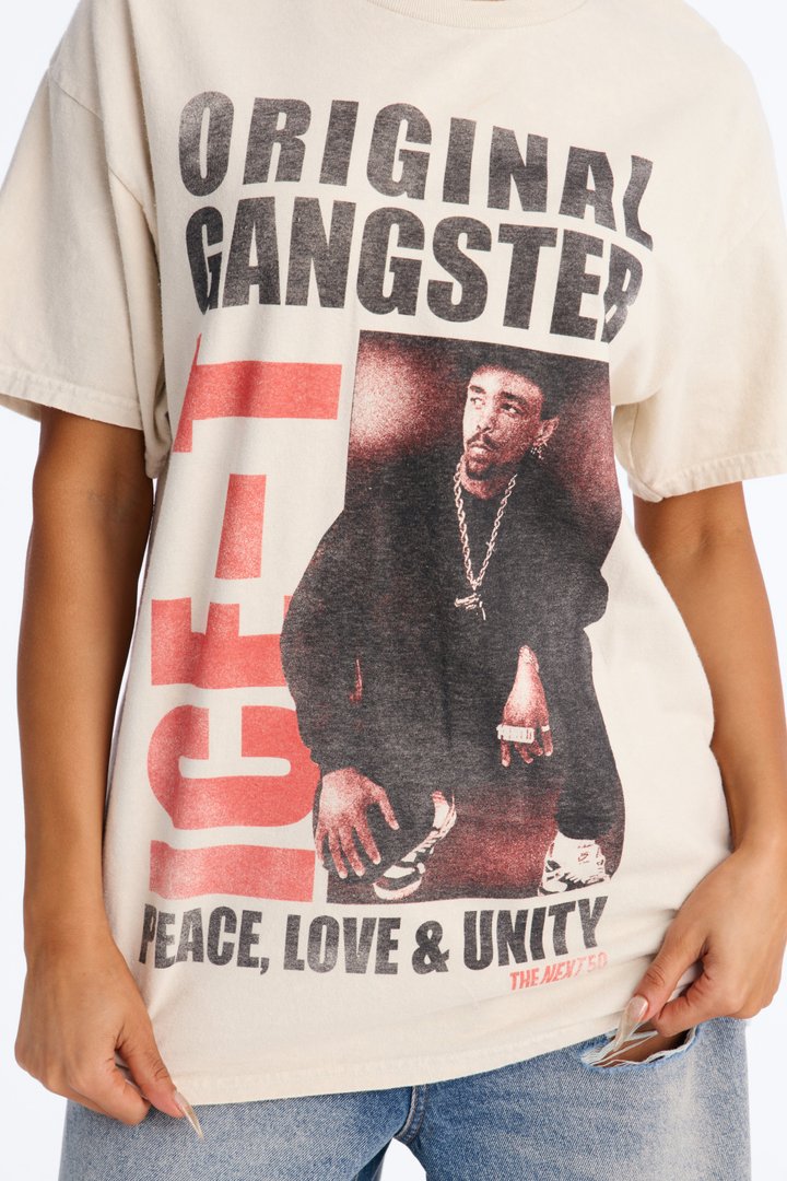 Ice T Original Gangster Washed Oversized Tee - Sand