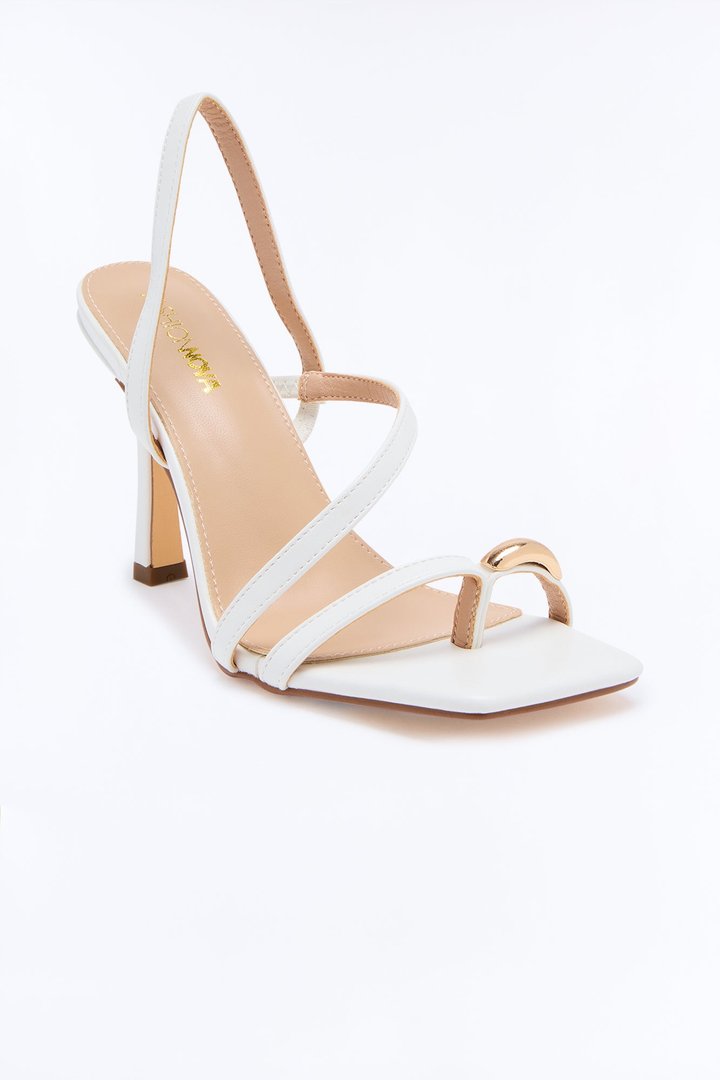Rayray Toe Ring Slingback Heels - White