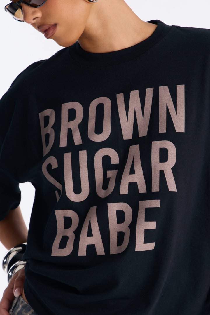 Brown Sugar Babe Washed Tee - Black